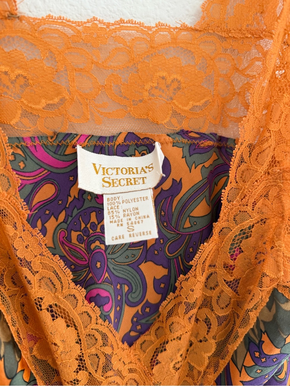 Vintage 90s Victoria’s Secret Gold Label Sheer Chiffon Paisley Floral Maxi slip - Picture 5 of 10